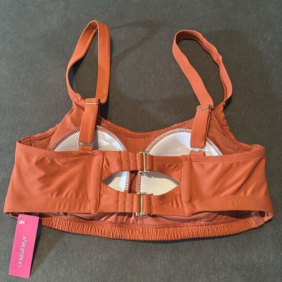 Women’s Xhilaration Plus Size Orange 2 Piece Bikini Smocked Top Size X NWT - Picture 7 of 12